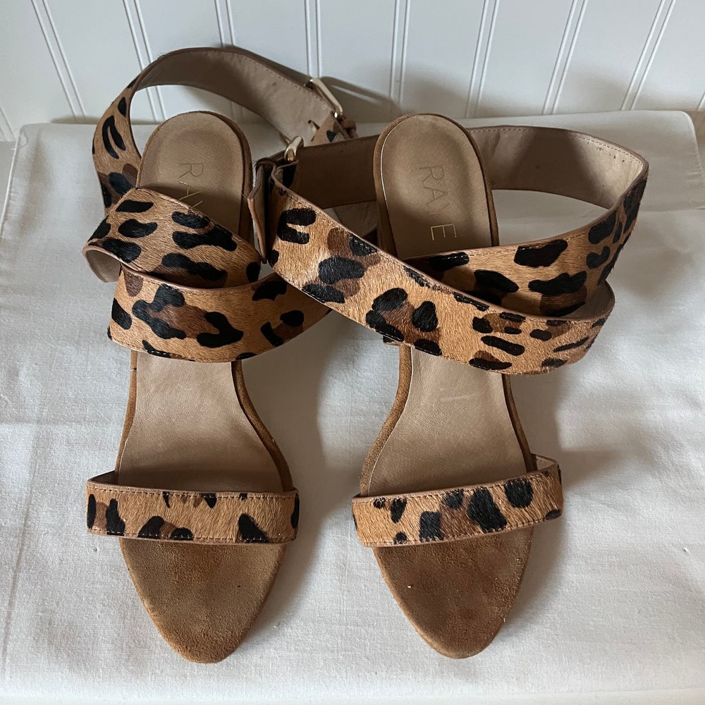 Raye Lexie cheetah print ankle strap stacked heels - Picture 2 of 9
